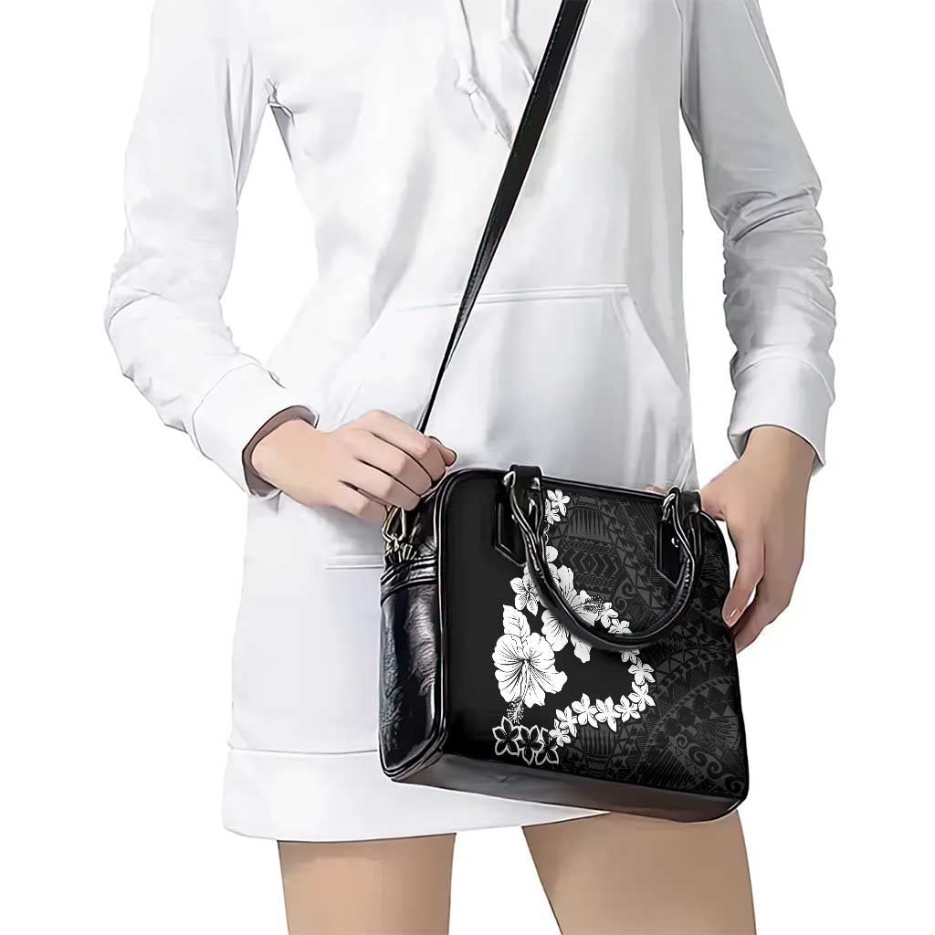 American Samoa Lotu Tamaiti Shoulder Handbag White Sunday Plumeria Black Vibe