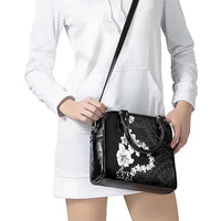 American Samoa Lotu Tamaiti Shoulder Handbag White Sunday Plumeria Black Vibe