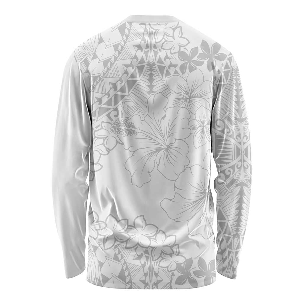 American Samoa Lotu Tamaiti Long Sleeve Shirt White Sunday Plumeria White Vibe