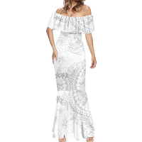 American Samoa Lotu Tamaiti Mermaid Dress White Sunday Plumeria White Vibe