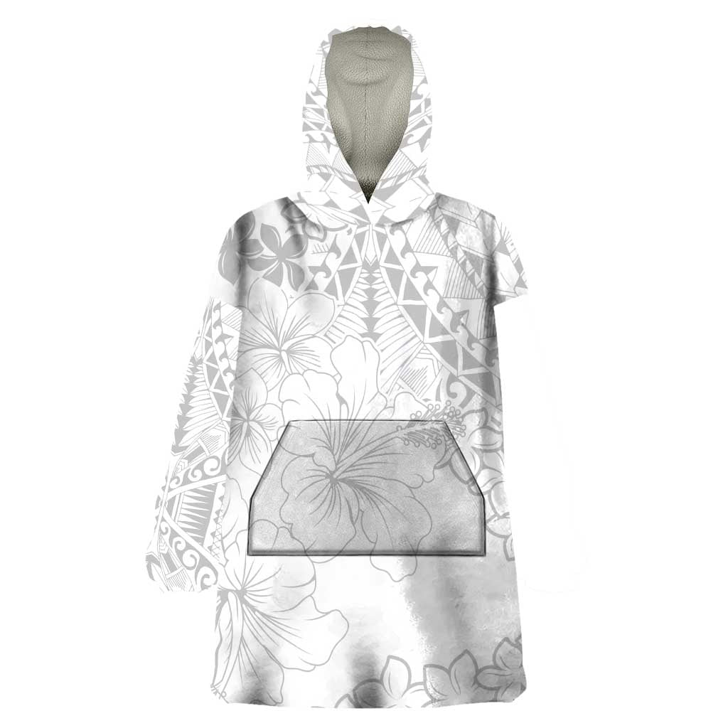 American Samoa Lotu Tamaiti Wearable Blanket Hoodie White Sunday Plumeria White Vibe