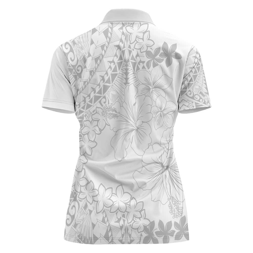 American Samoa Lotu Tamaiti Women Polo Shirt White Sunday Plumeria White Vibe