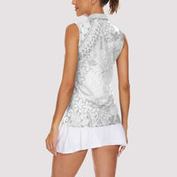 American Samoa Lotu Tamaiti Women Sleeveless Polo Shirt White Sunday Plumeria White Vibe