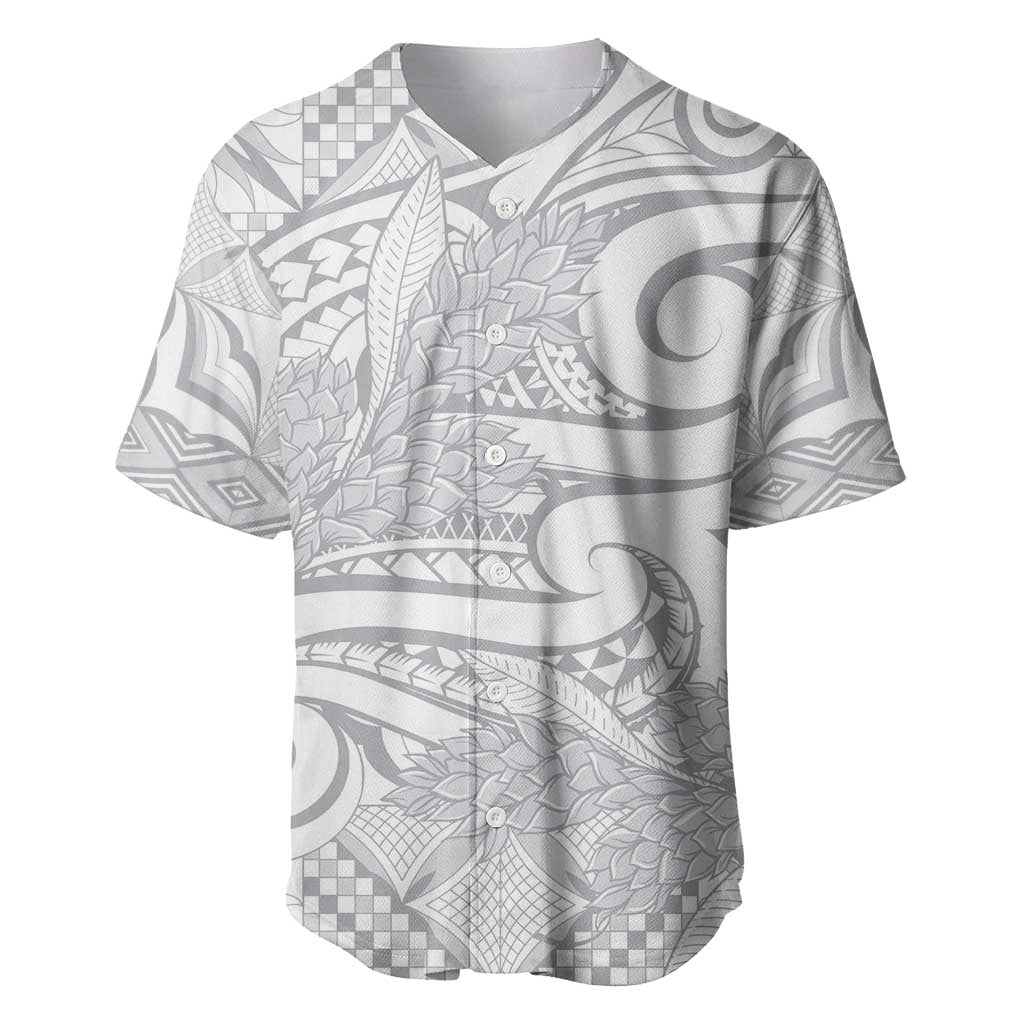 Lotu Tamaiti Samoa Siapo Baseball Jersey White Sunday With Teuila Torch Ginger LT9 White - Polynesian Pride