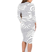 Lotu Tamaiti Samoa Siapo Family Matching Long Sleeve Bodycon Dress and Hawaiian Shirt White Sunday With Teuila Torch Ginger