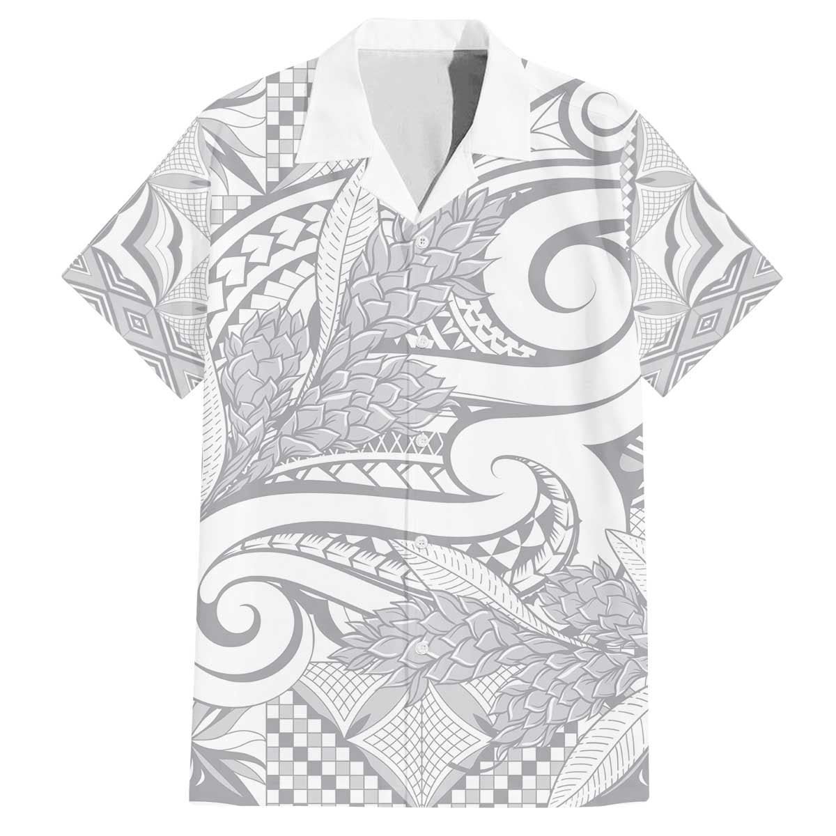 Lotu Tamaiti Samoa Siapo Family Matching Off Shoulder Short Dress and Hawaiian Shirt White Sunday With Teuila Torch Ginger