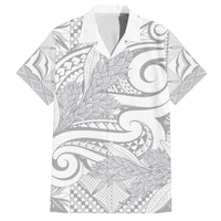 Lotu Tamaiti Samoa Siapo Family Matching Off Shoulder Short Dress and Hawaiian Shirt White Sunday With Teuila Torch Ginger