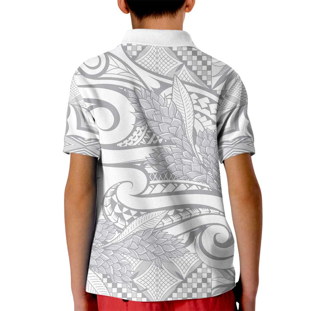 Lotu Tamaiti Samoa Siapo Kid Polo Shirt White Sunday With Teuila Torch Ginger