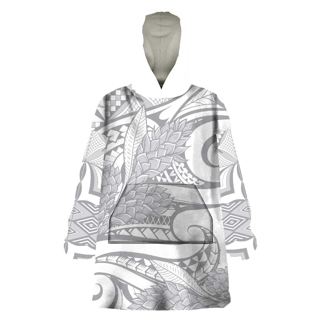 Lotu Tamaiti Samoa Siapo Wearable Blanket Hoodie White Sunday With Teuila Torch Ginger
