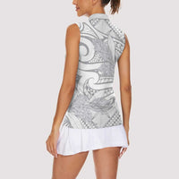 Lotu Tamaiti Samoa Siapo Women Sleeveless Polo Shirt White Sunday With Teuila Torch Ginger