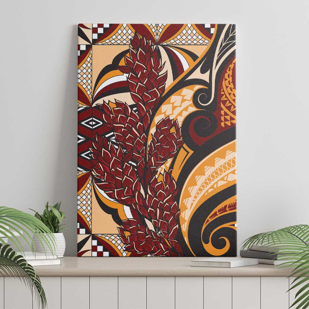 Vintage Samoa Siapo Canvas Wall Art With Teuila Torch Ginger