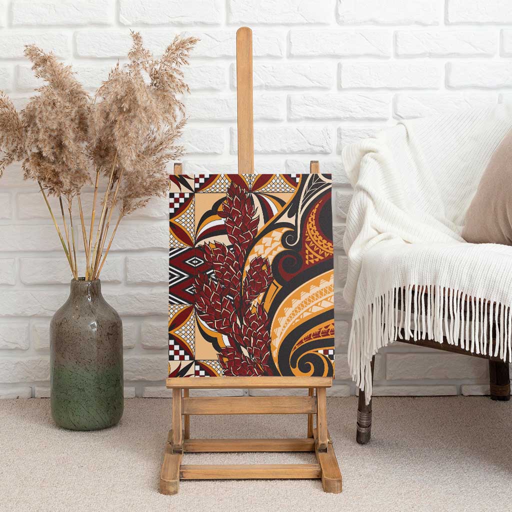 Vintage Samoa Siapo Canvas Wall Art With Teuila Torch Ginger
