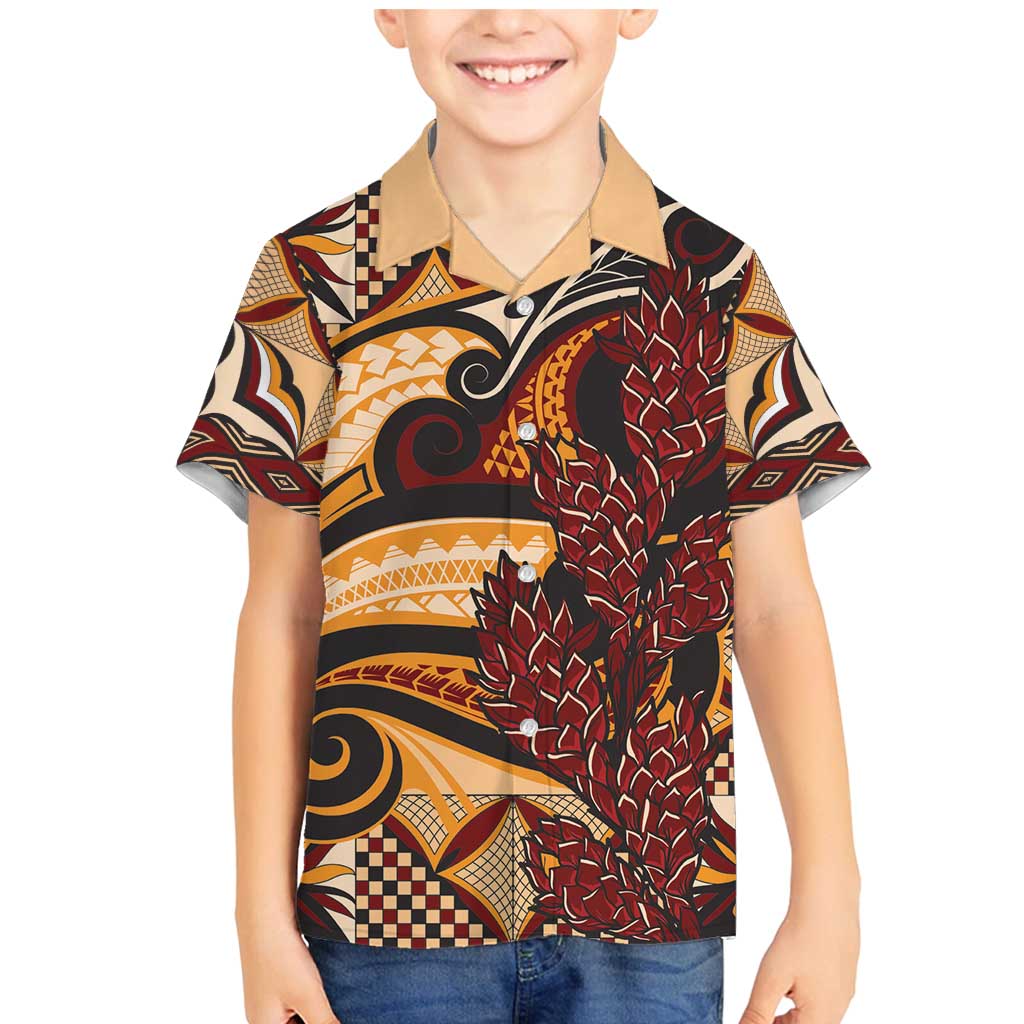 Vintage Samoa Siapo Family Matching Mermaid Dress and Hawaiian Shirt With Teuila Torch Ginger