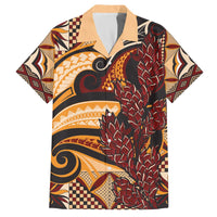 Vintage Samoa Siapo Family Matching Off The Shoulder Long Sleeve Dress and Hawaiian Shirt With Teuila Torch Ginger