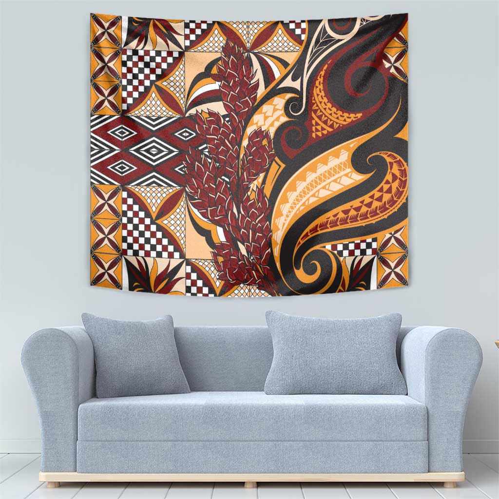 Vintage Samoa Siapo Tapestry With Teuila Torch Ginger