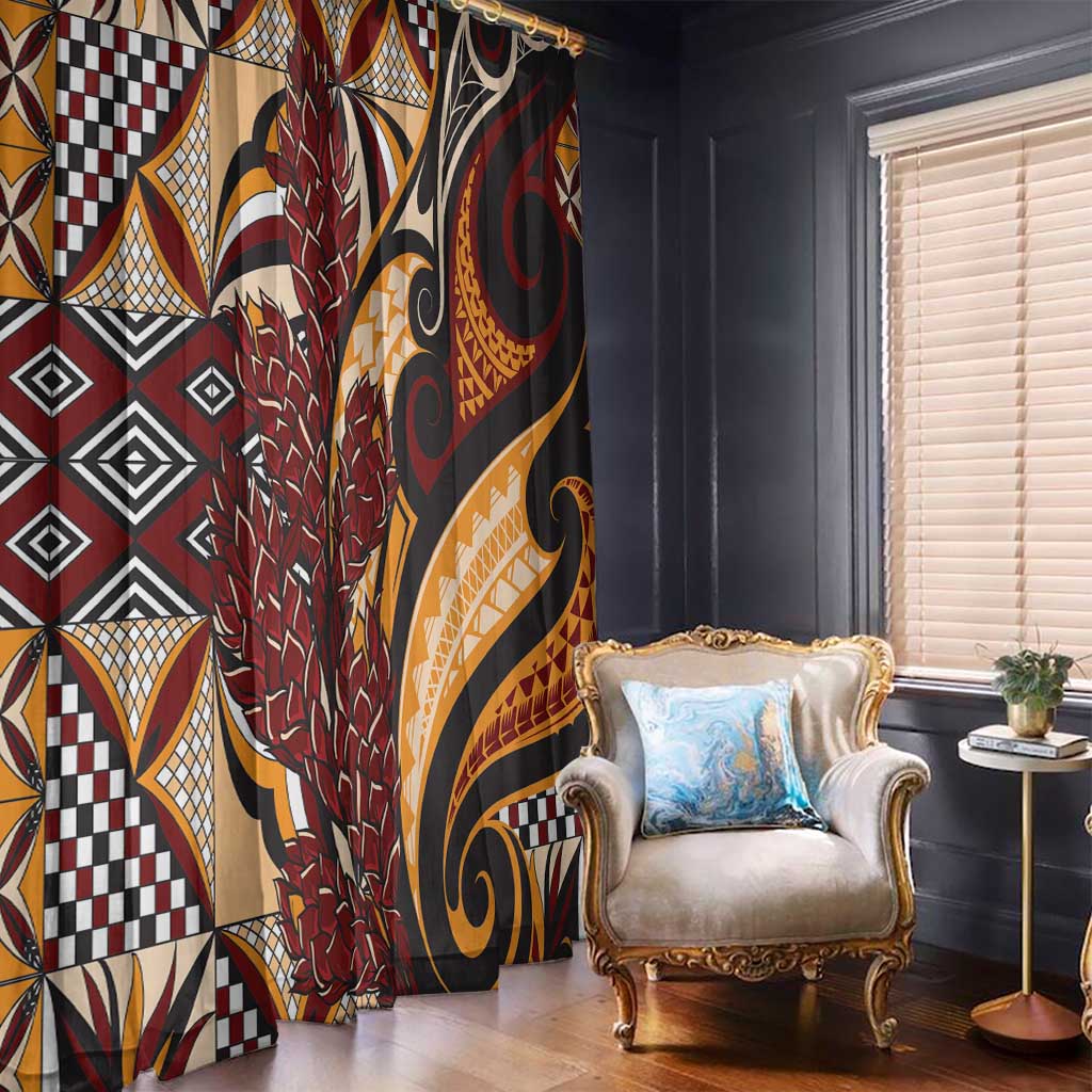 Vintage Samoa Siapo Window Curtain With Teuila Torch Ginger