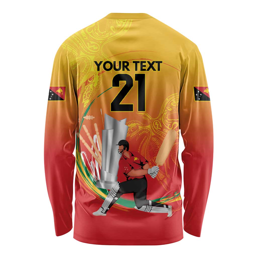 Custom Cricket PNG East Asia-Pacific Long Sleeve Shirt Papua New Guinea Rise to Power - Polynesian Pride