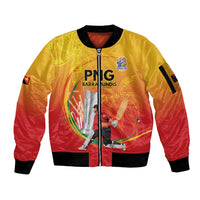 Custom Cricket PNG East Asia-Pacific Sleeve Zip Bomber Jacket Papua New Guinea Rise to Power - Polynesian Pride