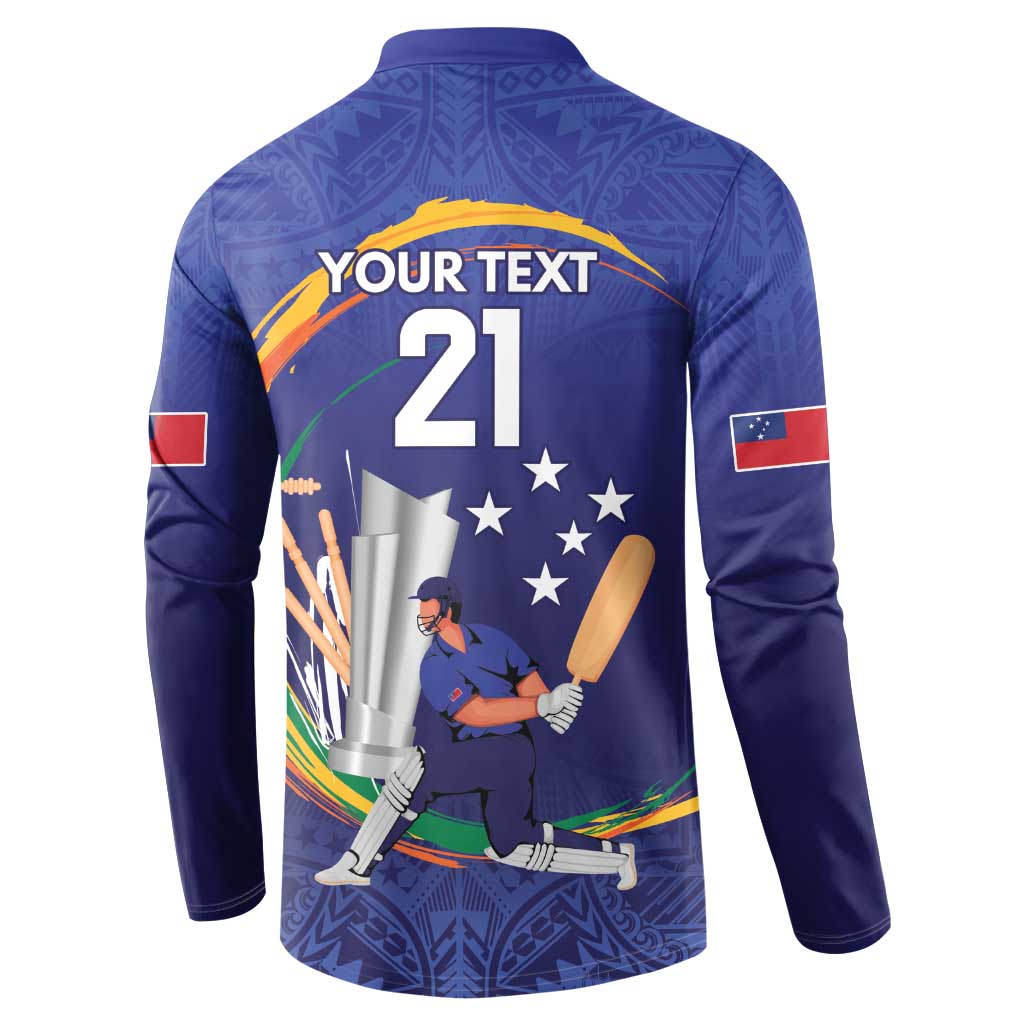 Custom Cricket Samoa East Asia-Pacific Button Sweatshirt Samoa Storming the Limits - Polynesian Pride