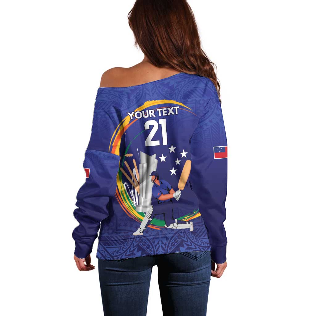 Custom Cricket Samoa East Asia-Pacific Off Shoulder Sweater Samoa Storming the Limits - Polynesian Pride