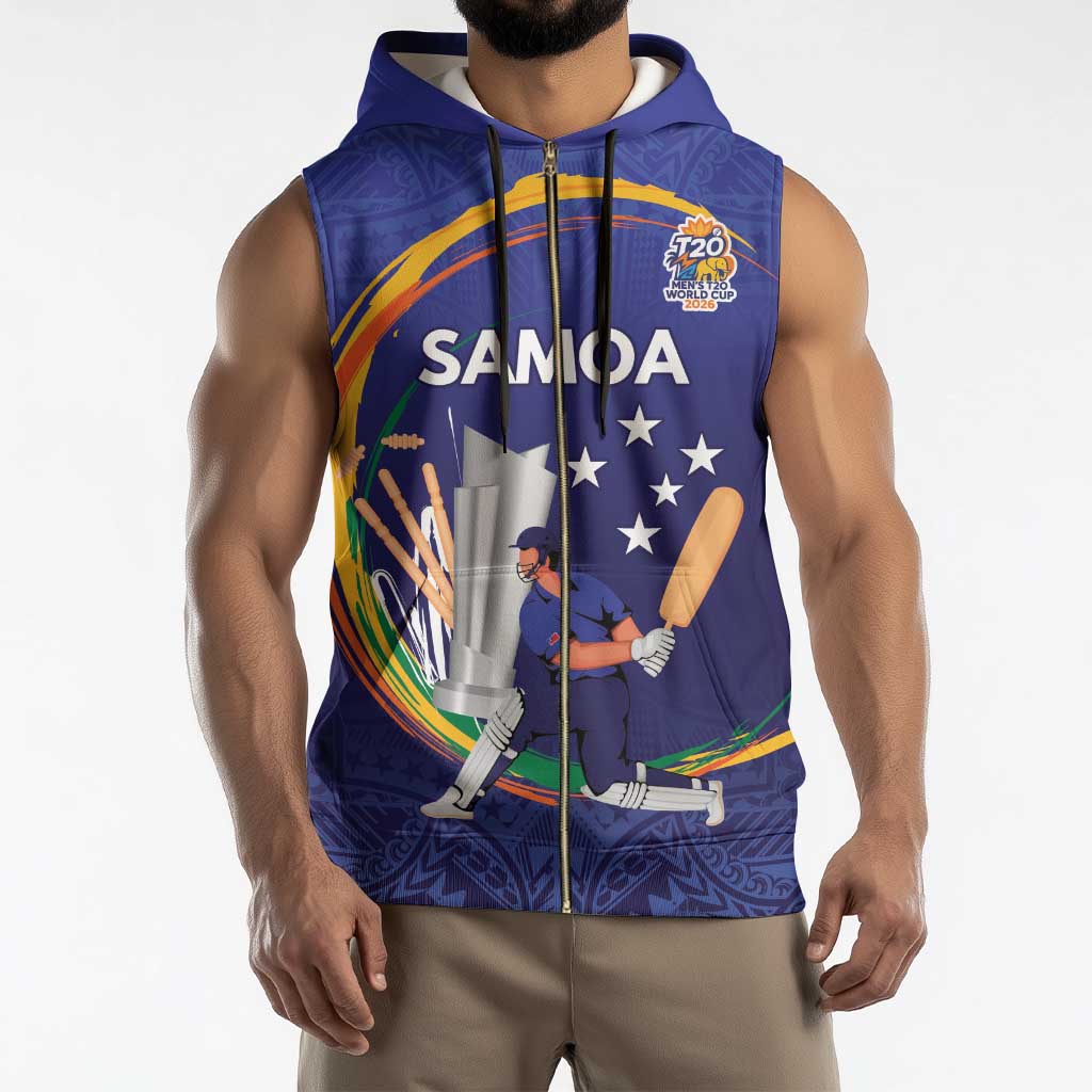 Custom Cricket Samoa East Asia-Pacific Sleeveless Zip Hoodie Samoa Storming the Limits - Polynesian Pride