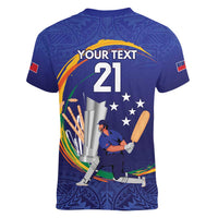 Custom Cricket Samoa East Asia-Pacific Women V-Neck T-Shirt Samoa Storming the Limits - Polynesian Pride