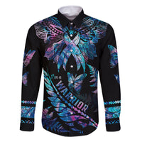 polynesia-ribbon-butterflies-family-matching-long-sleeve-bodycon-dress-and-hawaiian-shirt-silver-fern-breast-cancer-with-papua-shell-pattern