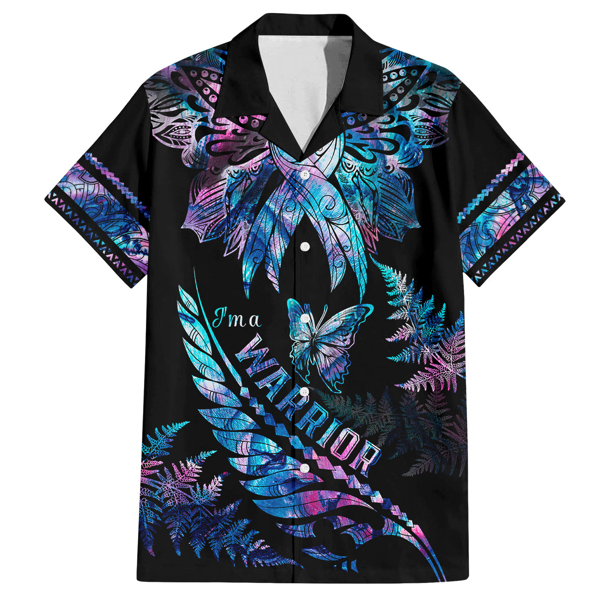 polynesia-ribbon-butterflies-family-matching-summer-maxi-dress-and-hawaiian-shirt-silver-fern-breast-cancer-with-papua-shell-pattern