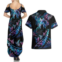 personalised-polynesia-ribbon-butterflies-couples-matching-summer-maxi-dress-and-hawaiian-shirt-silver-fern-breast-cancer-with-papua-shell-pattern