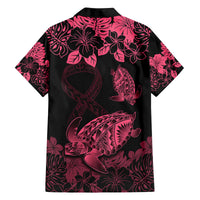personalised-polynesian-turtle-ribbon-family-matching-off-shoulder-short-dress-and-hawaiian-shirt-think-pink-breast-cancer-with-pacific-hibiscus