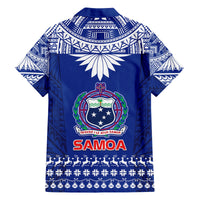 Toa Samoa Christmas Family Matching Off Shoulder Short Dress and Hawaiian Shirt Samoa Siva Tau Manuia Le Kerisimasi Blue Vibe LT9 - Polynesian Pride