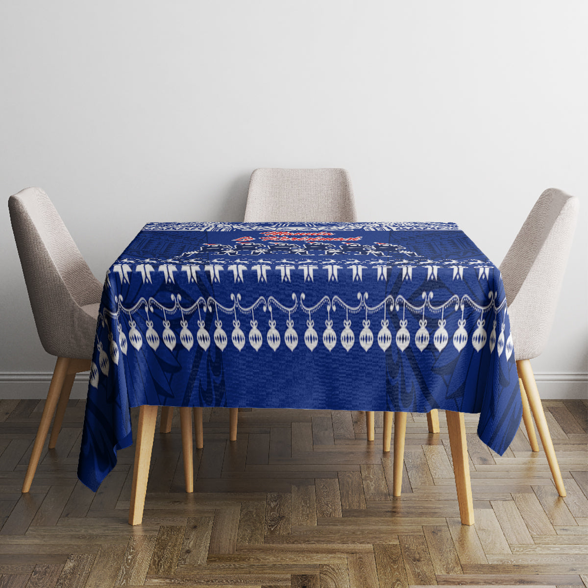 Toa Samoa Christmas Tablecloth Samoa Siva Tau Manuia Le Kerisimasi Blue Vibe LT9 - Polynesian Pride