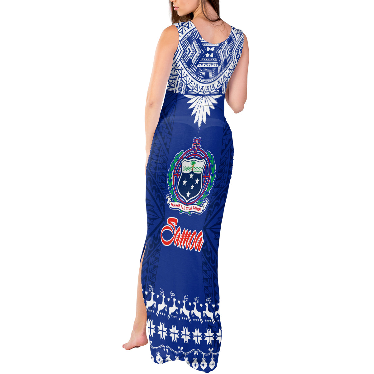 Toa Samoa Christmas Tank Maxi Dress Samoa Siva Tau Manuia Le Kerisimasi Blue Vibe LT9 - Polynesian Pride