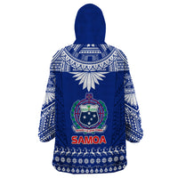 Toa Samoa Christmas Wearable Blanket Hoodie Samoa Siva Tau Manuia Le Kerisimasi Blue Vibe LT9 - Polynesian Pride