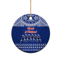 Personalised Toa Samoa Christmas Ceramic Ornament Samoa Siva Tau Manuia Le Kerisimasi Blue Vibe LT9 - Polynesian Pride