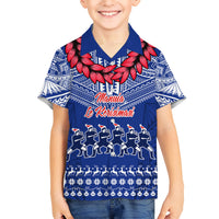 Personalised Toa Samoa Christmas Kid Hawaiian Shirt Samoa Siva Tau Manuia Le Kerisimasi Blue Vibe LT9 Kid Blue - Polynesian Pride