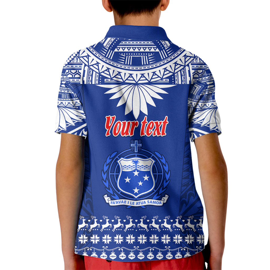 Personalised Toa Samoa Christmas Kid Polo Shirt Samoa Siva Tau Manuia Le Kerisimasi Blue Vibe LT9 - Polynesian Pride