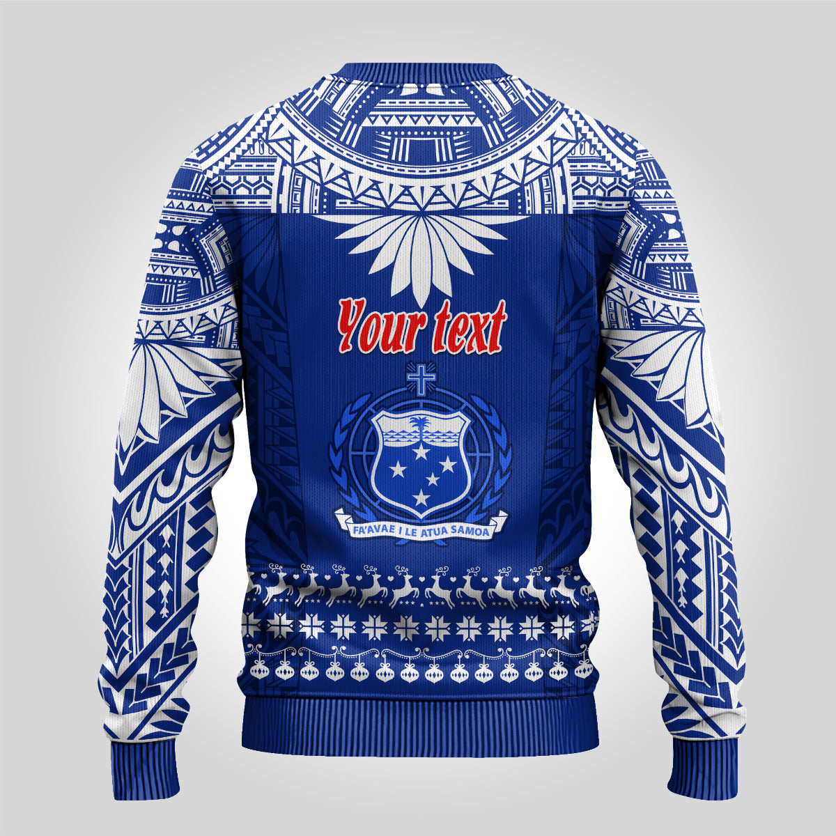 Personalised Toa Samoa Christmas Ugly Christmas Sweater Samoa Siva Tau Manuia Le Kerisimasi Blue Vibe LT9 - Polynesian Pride