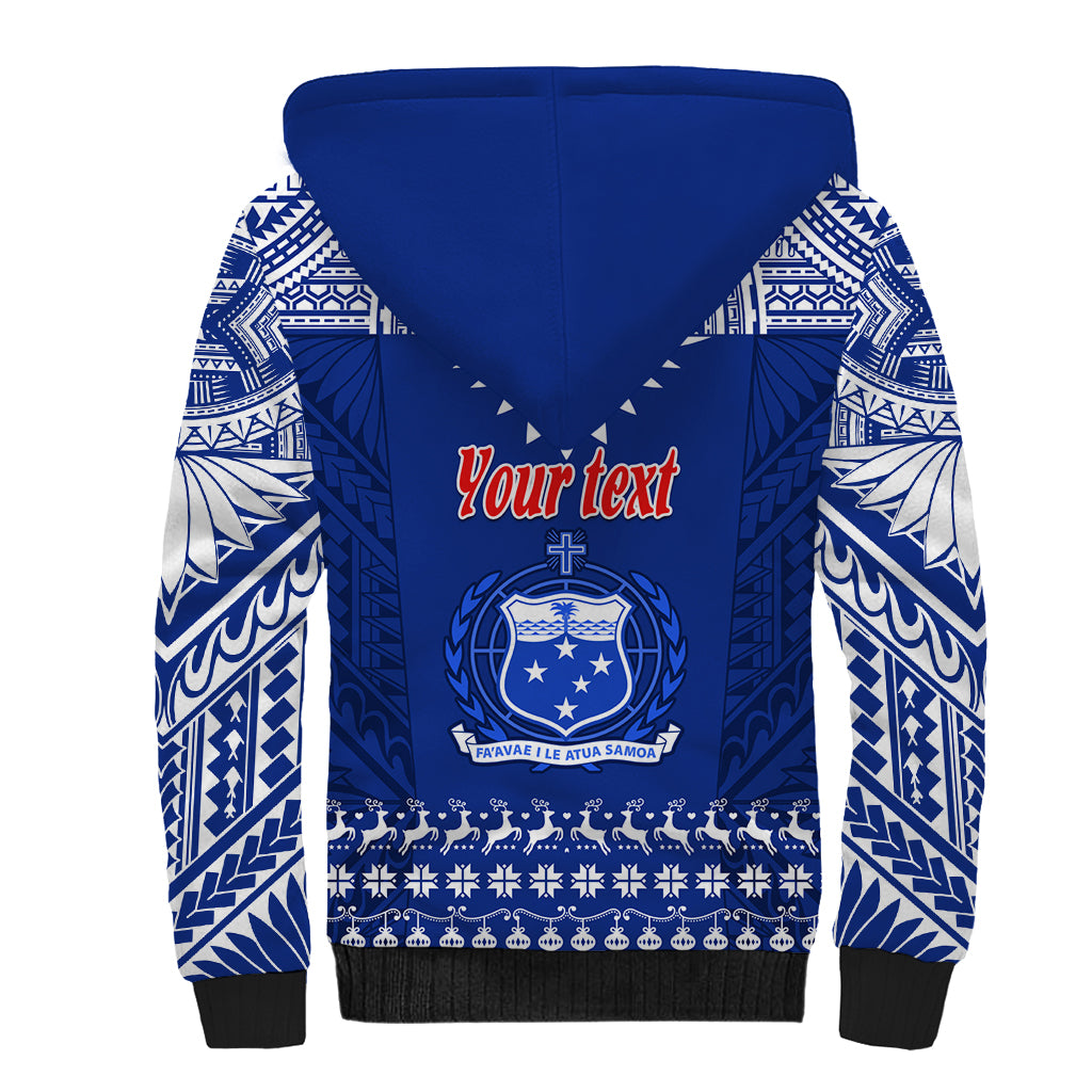 Personalised Toa Samoa Christmas Sherpa Hoodie Samoa Siva Tau Manuia Le Kerisimasi Blue Vibe LT9 - Polynesian Pride