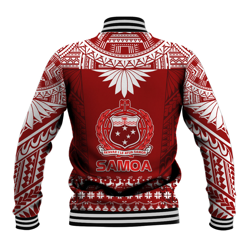Toa Samoa Christmas Baseball Jacket Samoa Siva Tau Manuia Le Kerisimasi Red Vibe LT9 - Polynesian Pride