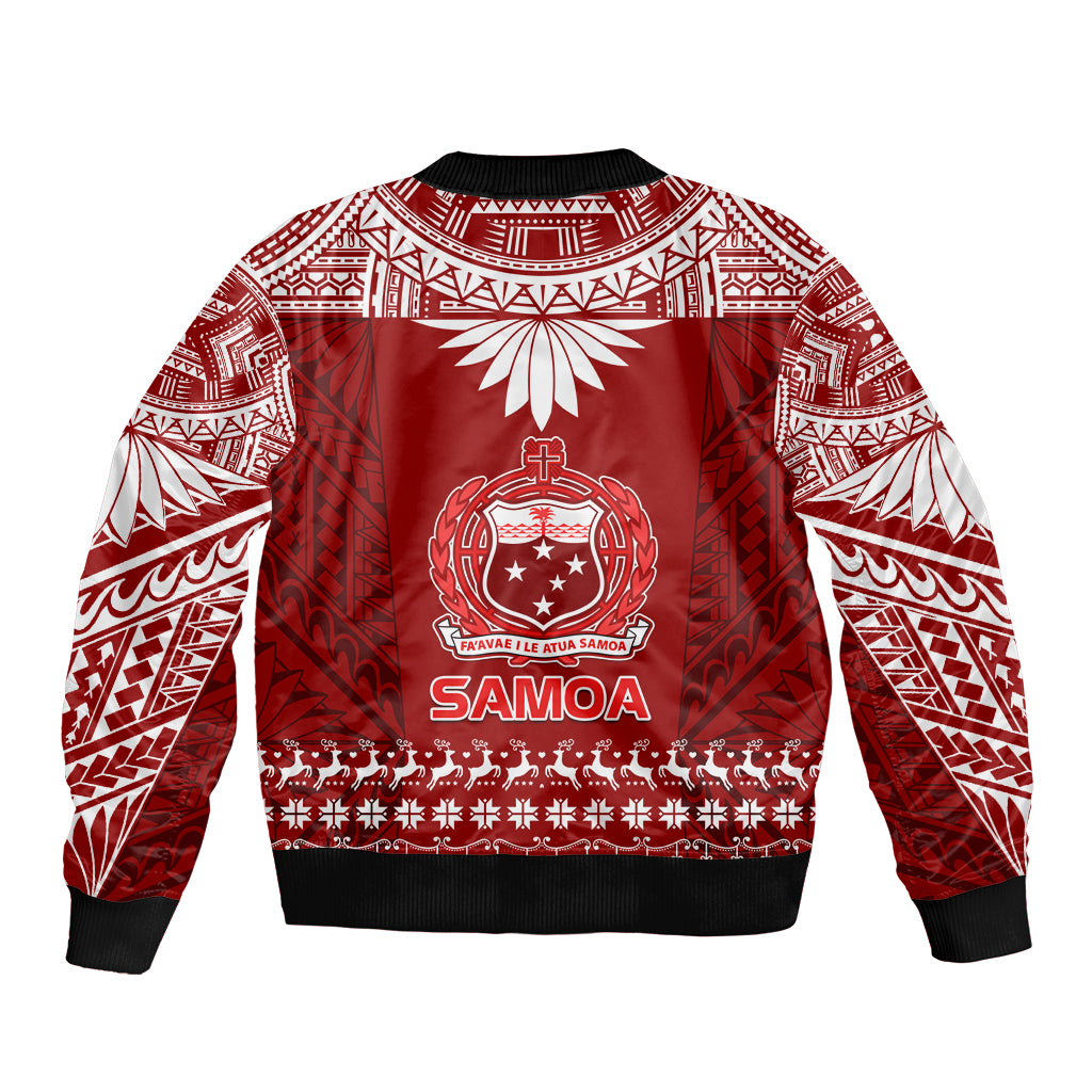 Toa Samoa Christmas Bomber Jacket Samoa Siva Tau Manuia Le Kerisimasi Red Vibe LT9 - Polynesian Pride