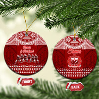Toa Samoa Christmas Ceramic Ornament Samoa Siva Tau Manuia Le Kerisimasi Red Vibe LT9 Circle Red - Polynesian Pride