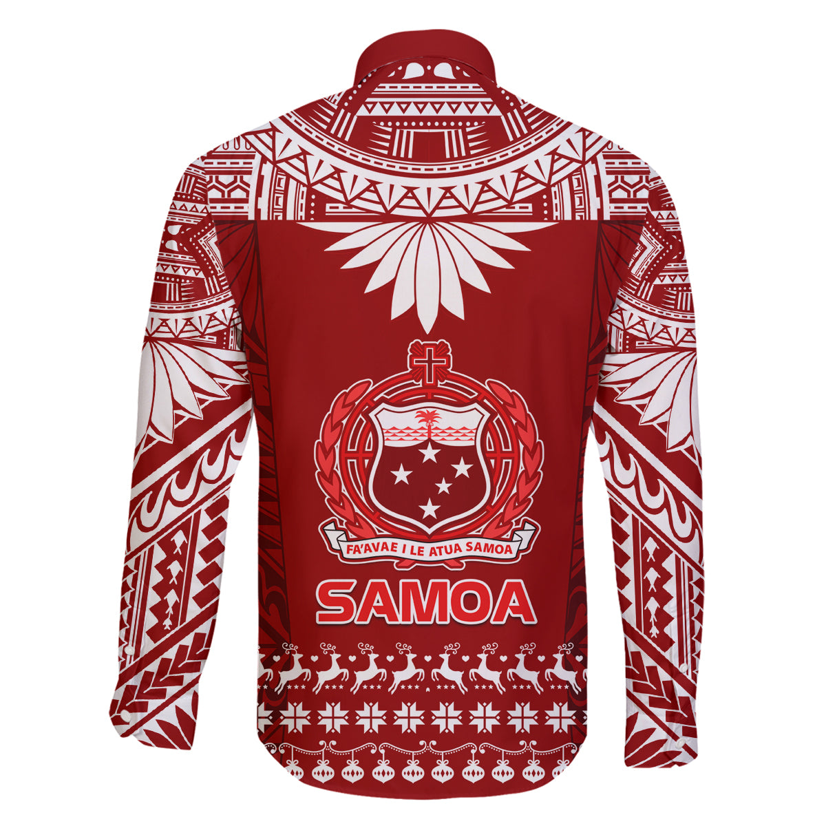 Toa Samoa Christmas Family Matching Long Sleeve Bodycon Dress and Hawaiian Shirt Samoa Siva Tau Manuia Le Kerisimasi Red Vibe LT9 - Polynesian Pride