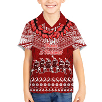 Toa Samoa Christmas Family Matching Off Shoulder Long Sleeve Dress and Hawaiian Shirt Samoa Siva Tau Manuia Le Kerisimasi Red Vibe LT9 Son's Shirt Red - Polynesian Pride