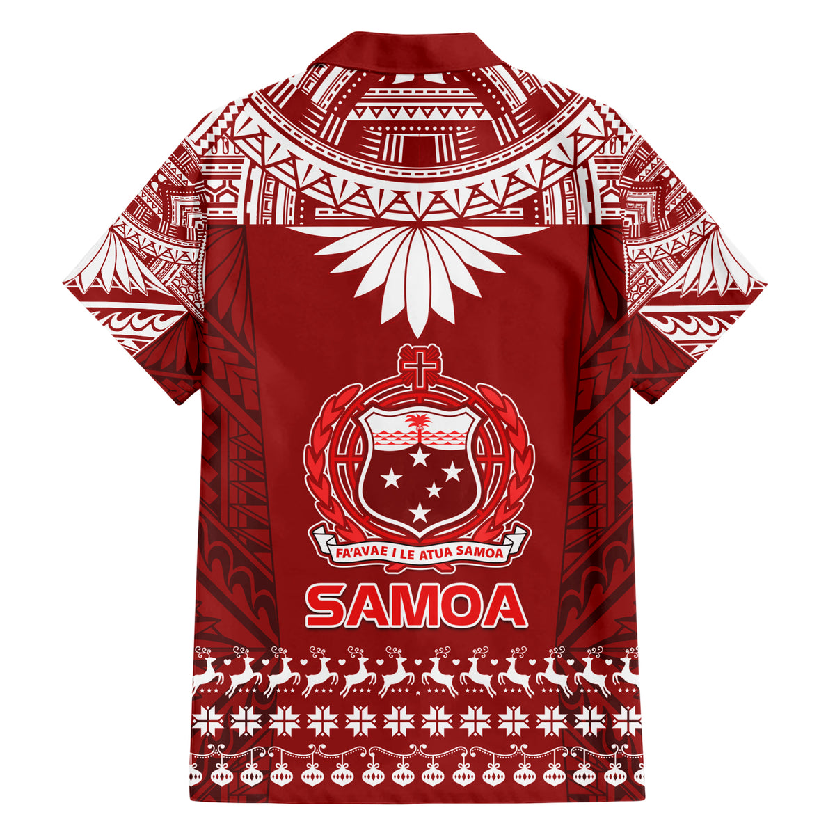 Toa Samoa Christmas Family Matching Short Sleeve Bodycon Dress and Hawaiian Shirt Samoa Siva Tau Manuia Le Kerisimasi Red Vibe LT9 - Polynesian Pride