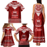 Toa Samoa Christmas Family Matching Tank Maxi Dress and Hawaiian Shirt Samoa Siva Tau Manuia Le Kerisimasi Red Vibe LT9 - Polynesian Pride