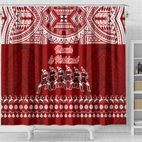 Toa Samoa Christmas Shower Curtain Samoa Siva Tau Manuia Le Kerisimasi Red Vibe LT9 - Polynesian Pride