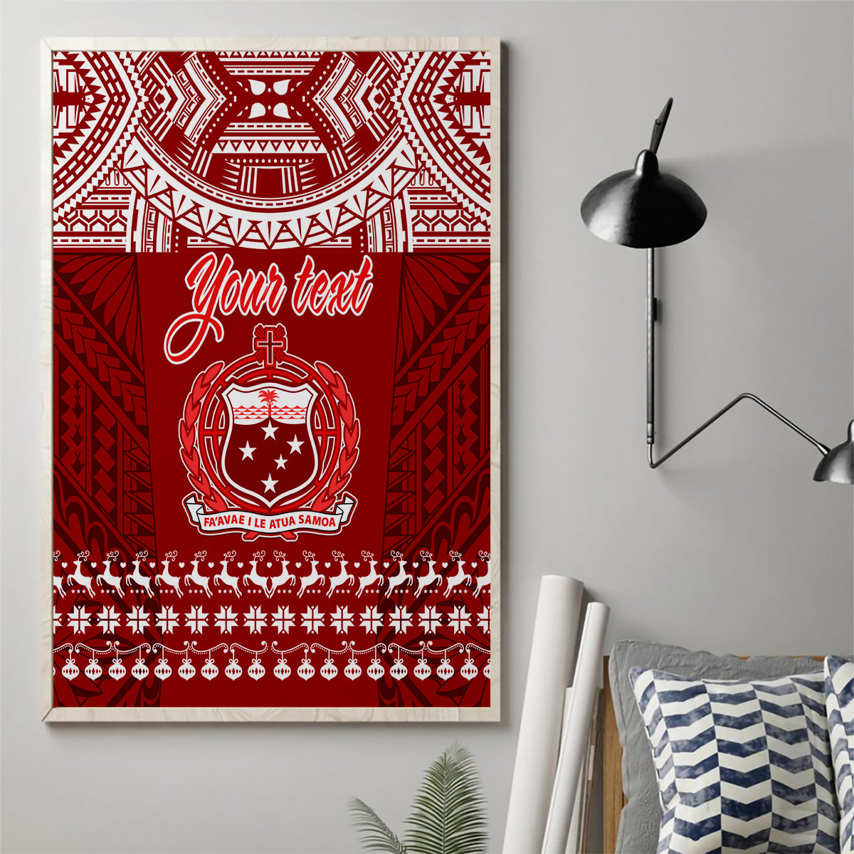 Personalised Toa Samoa Christmas Canvas Wall Art Samoa Siva Tau Manuia Le Kerisimasi Red Vibe LT9 - Polynesian Pride