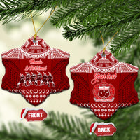 Personalised Toa Samoa Christmas Ceramic Ornament Samoa Siva Tau Manuia Le Kerisimasi Red Vibe LT9 Snow Flake Red - Polynesian Pride