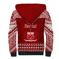 Personalised Toa Samoa Christmas Sherpa Hoodie Samoa Siva Tau Manuia Le Kerisimasi Red Vibe LT9 - Polynesian Pride